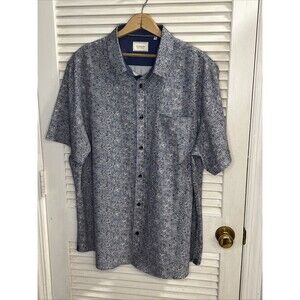 7 Diamonds 4 Way Stretch Shirt Mens XXL Blue Floral Short Sleeve Button Down